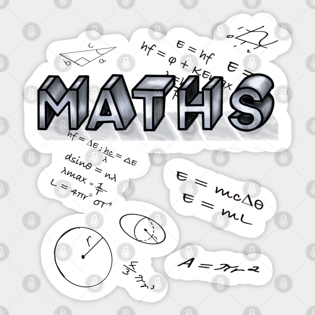 Maths formulae with the word maths in 3d Sticker by Artonmytee